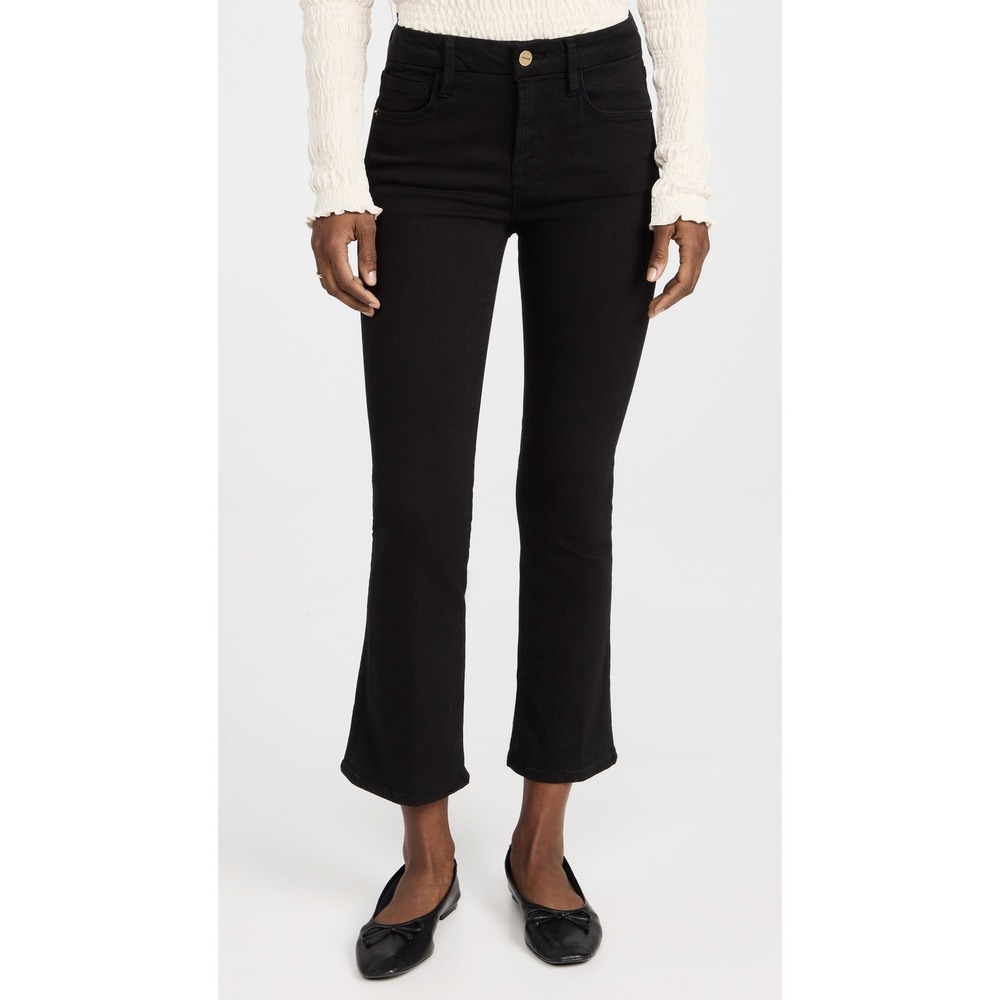 FRAME Le Crop Mini Boot Jeans Black Film Noir High Rise Ankle Flare Size 29